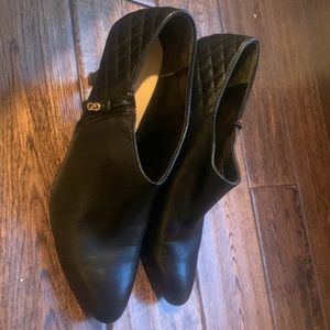 Cole Haan 3” pointed toe booties with quilting